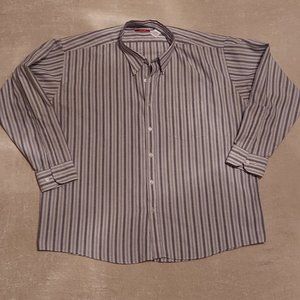 Size 18 1/2   34-35 Vintage Manhattan Button Down White & Blue Striped Shirt